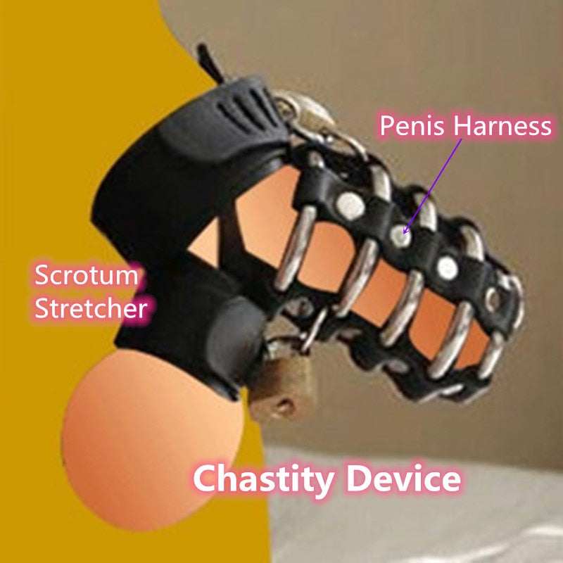 Strict Leather Leather Male Chastity Device Harness